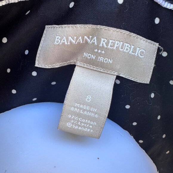 Banana Republic Womens Navy Blue & White Polka Dot Sleeveless Button-Down Shirt - Picture 2 of 8